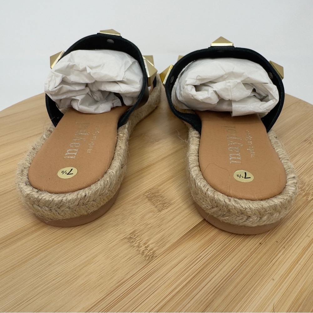 Maypol Black‎ Leather Studded Espadrille Sandals | Size 7.5 | Made in Spain - Picture 7 of 11